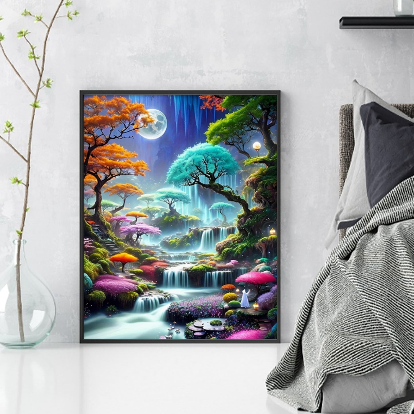 Mystic Moonlit Land - Full 11CT Stamped Cross Stitch 40x50CM - Huacan