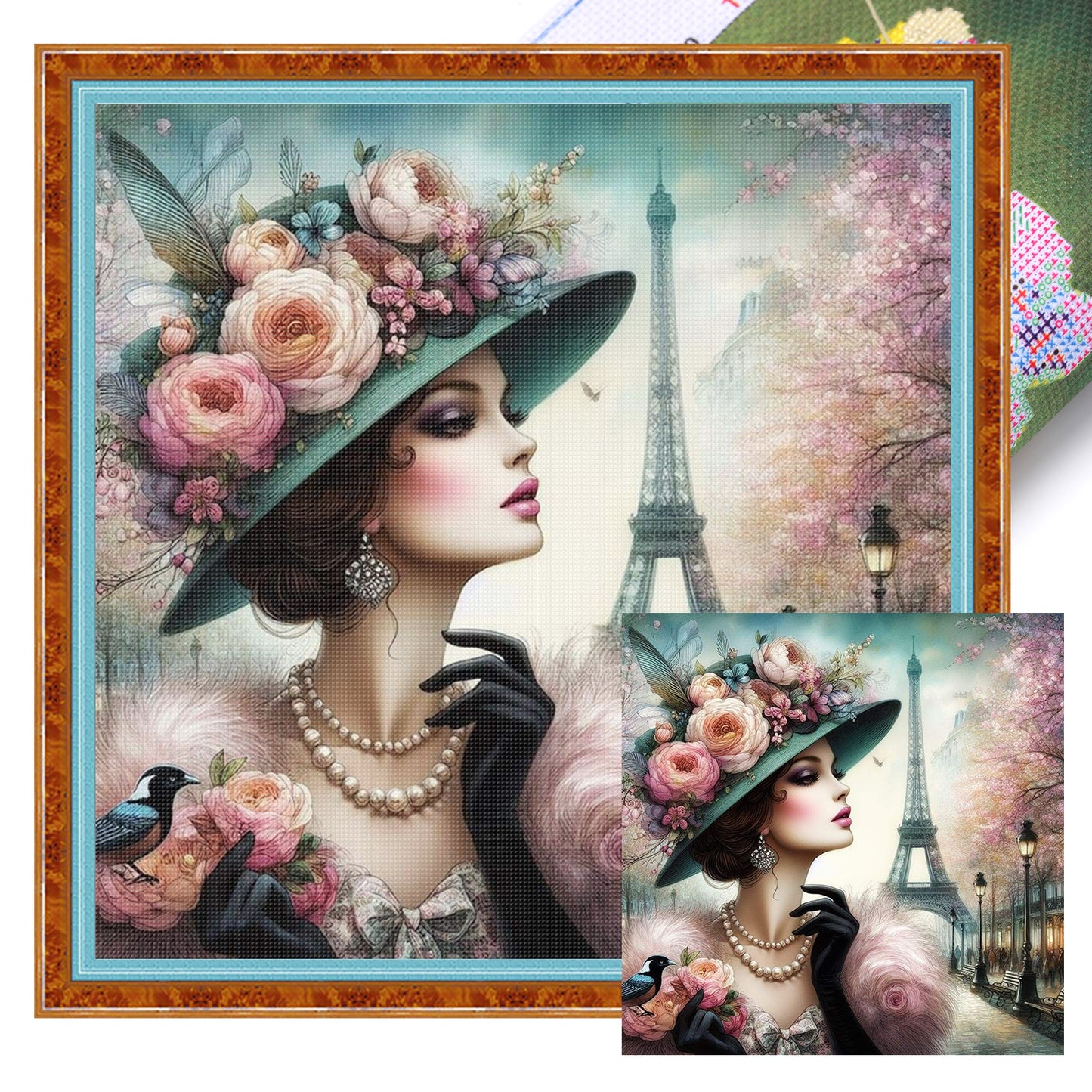 Elegant Lady - Vintage Paris Lady - Full 11CT Stamped Cross Stitch 45x45CM - Huacan