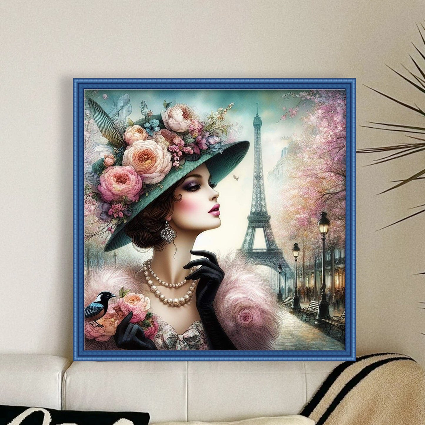 Elegant Lady - Vintage Paris Lady - Full 11CT Stamped Cross Stitch 45x45CM - Huacan