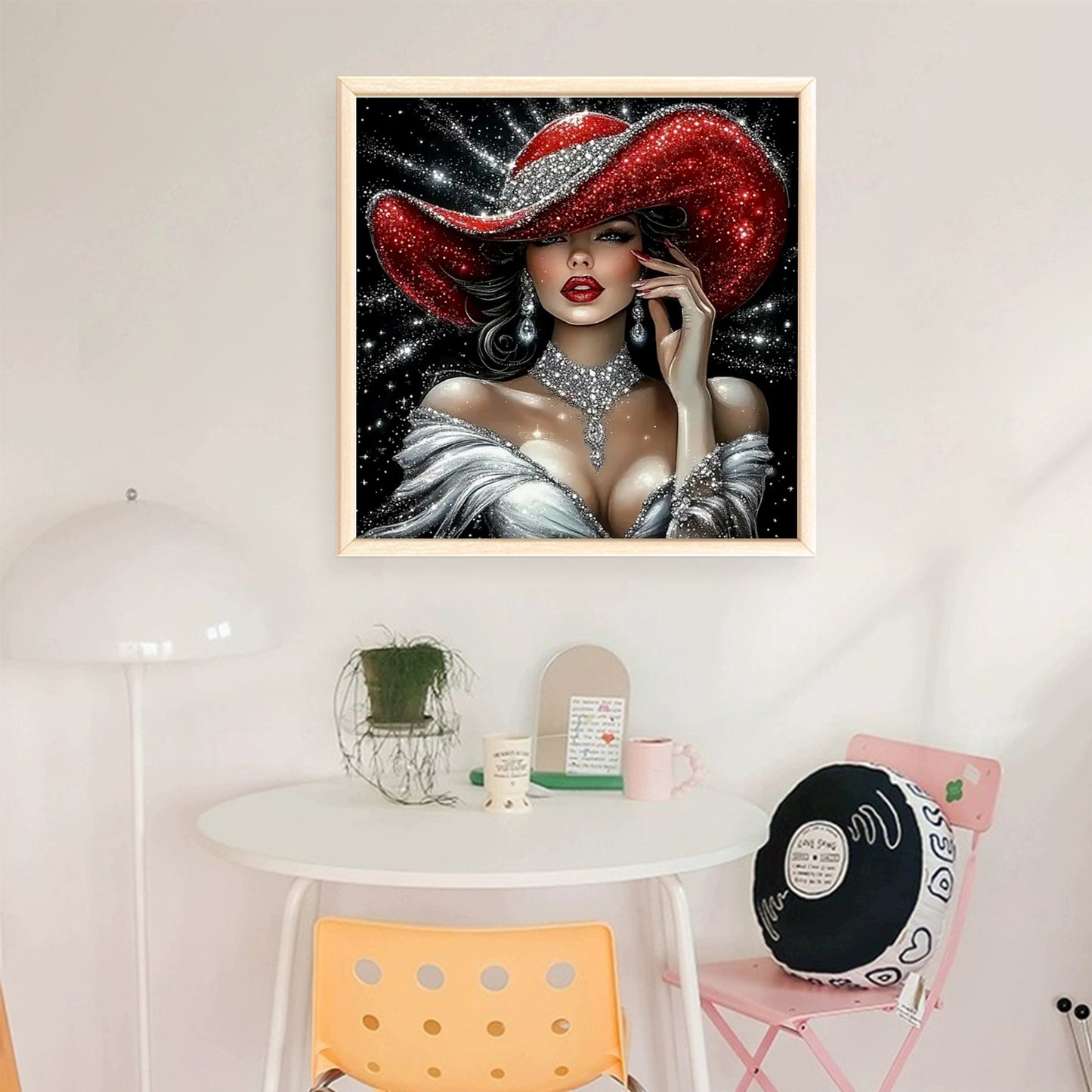Elegant Lady - Sparkling Ruby Lady - Full 11CT Stamped Cross Stitch 45x45CM - Huacan