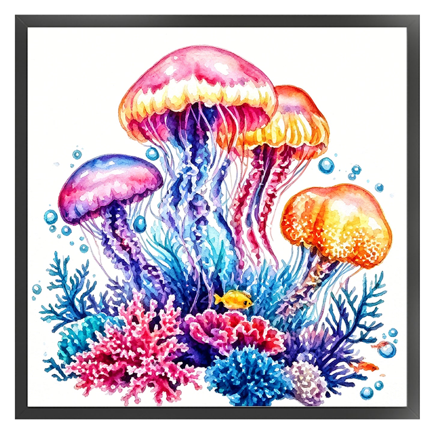Colorful Jellyfish - Full 11CT Stamped Cross Stitch 40x40CM - Yishu