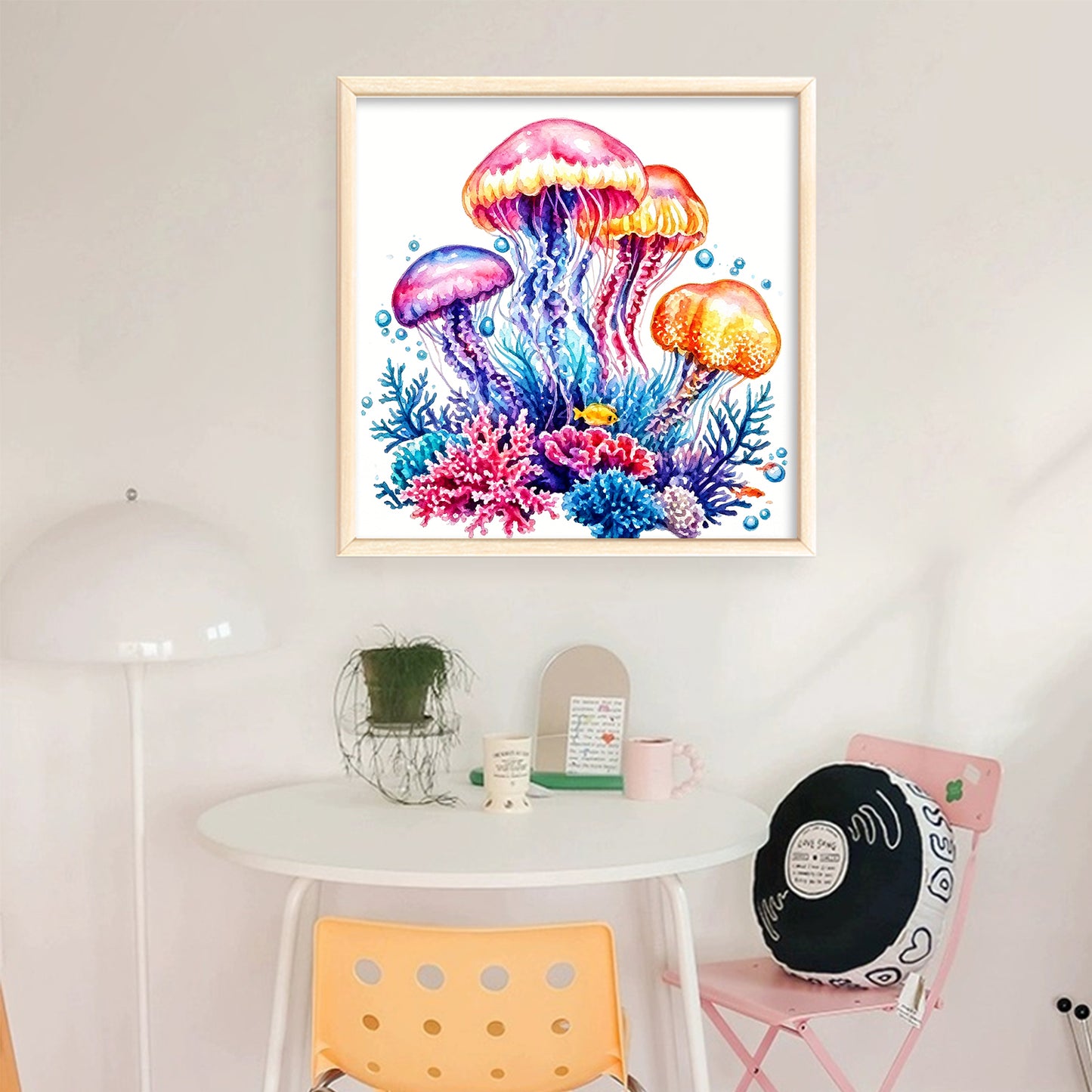 Colorful Jellyfish - Full 11CT Stamped Cross Stitch 40x40CM - Yishu