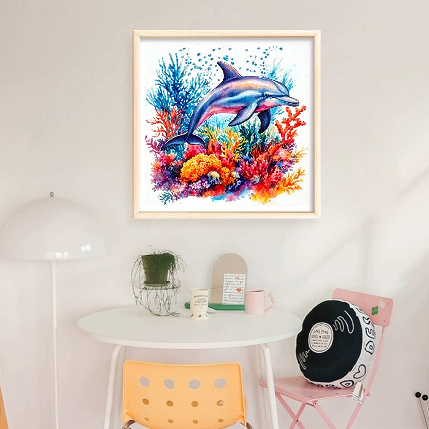 Coral Dolphin - Full 11CT Stamped Cross Stitch 40x40CM - Yishu