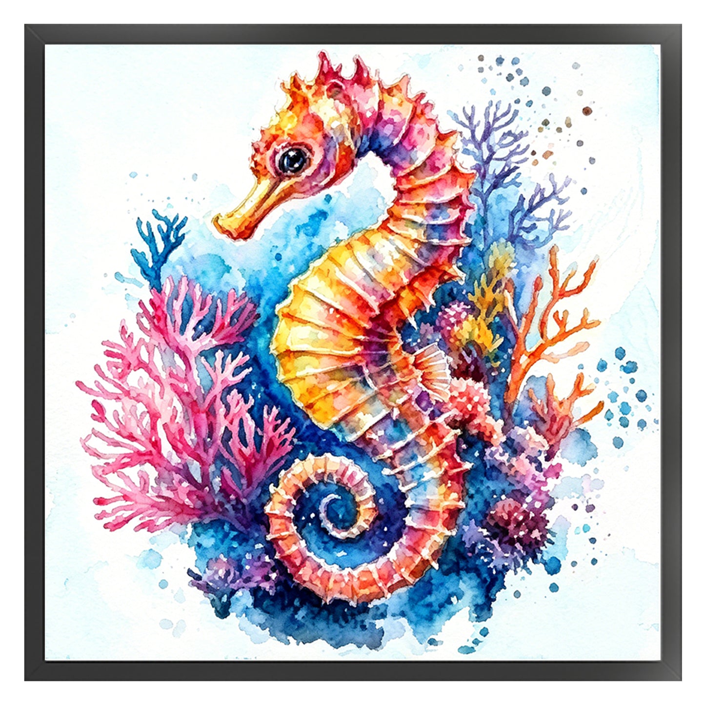 Vibrant Seahorse - Full 11CT Stamped Cross Stitch 40x40CM - Yishu
