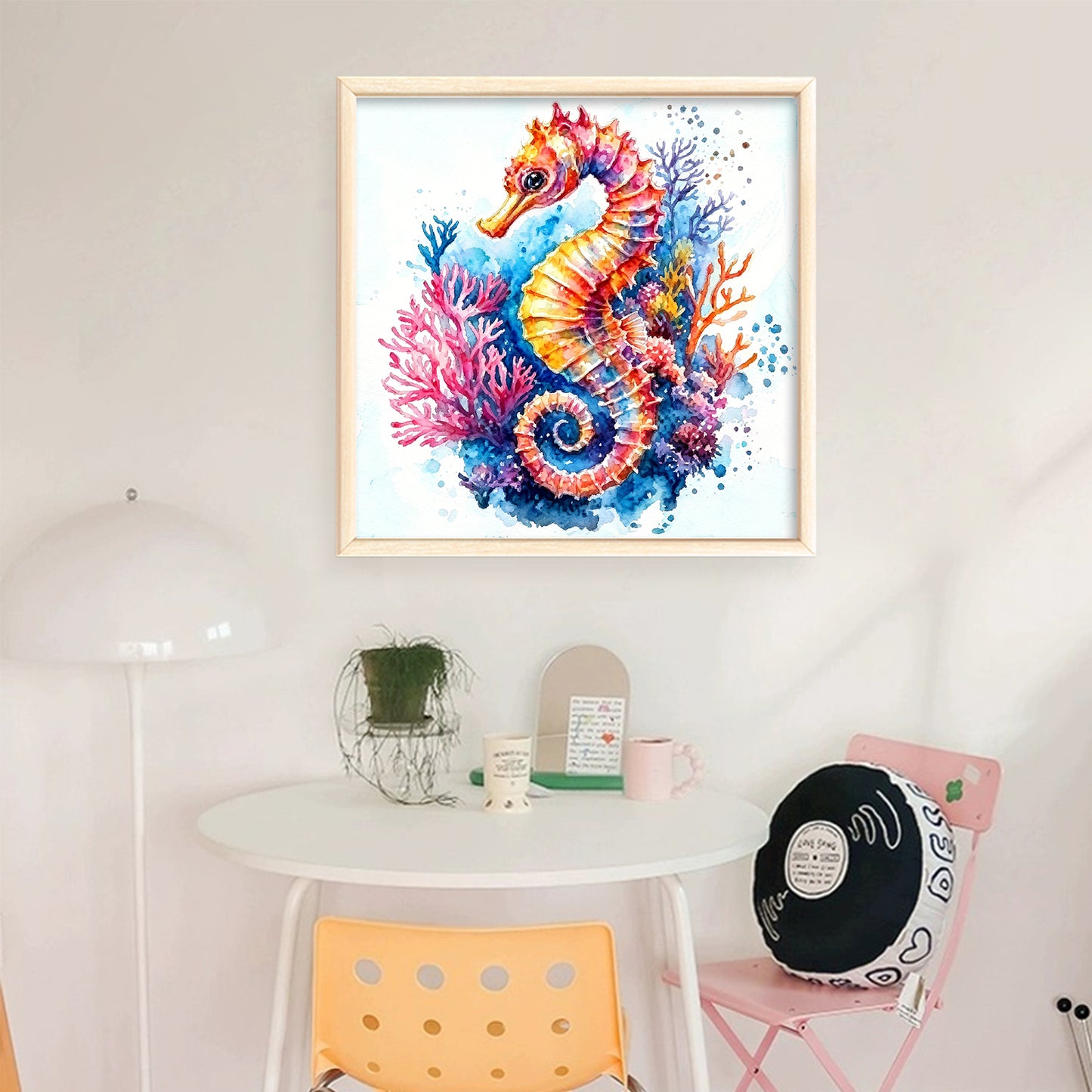 Vibrant Seahorse - Full 11CT Stamped Cross Stitch 40x40CM - Yishu