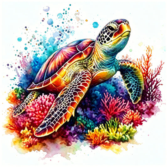Rainbow Turtle - Full 11CT Stamped Cross Stitch 40x40CM - Yishu