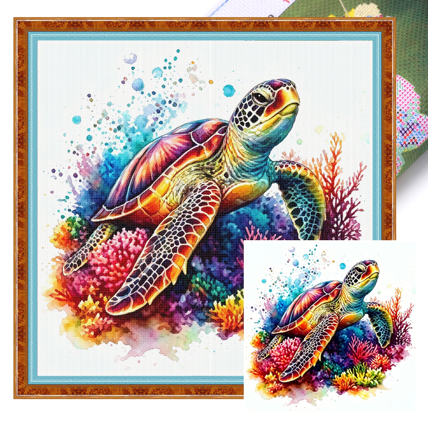 Rainbow Turtle - Full 11CT Stamped Cross Stitch 40x40CM - Yishu