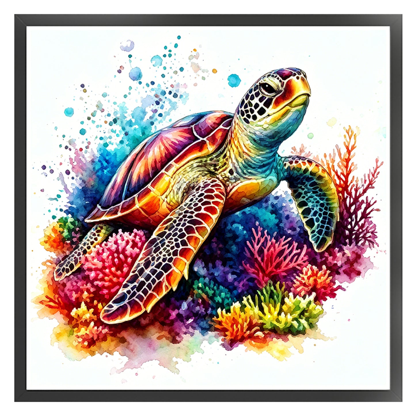 Rainbow Turtle - Full 11CT Stamped Cross Stitch 40x40CM - Yishu