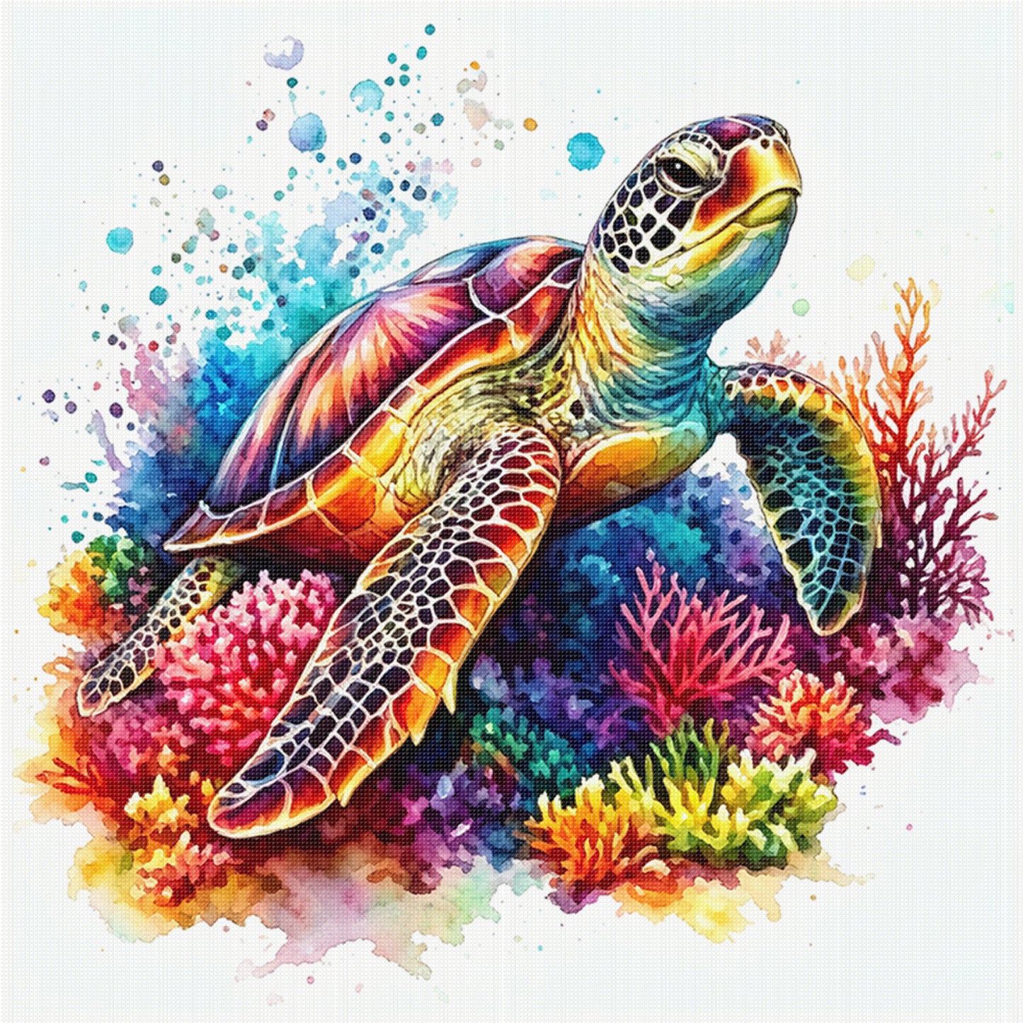 Rainbow Turtle - Full 11CT Stamped Cross Stitch 40x40CM - Yishu