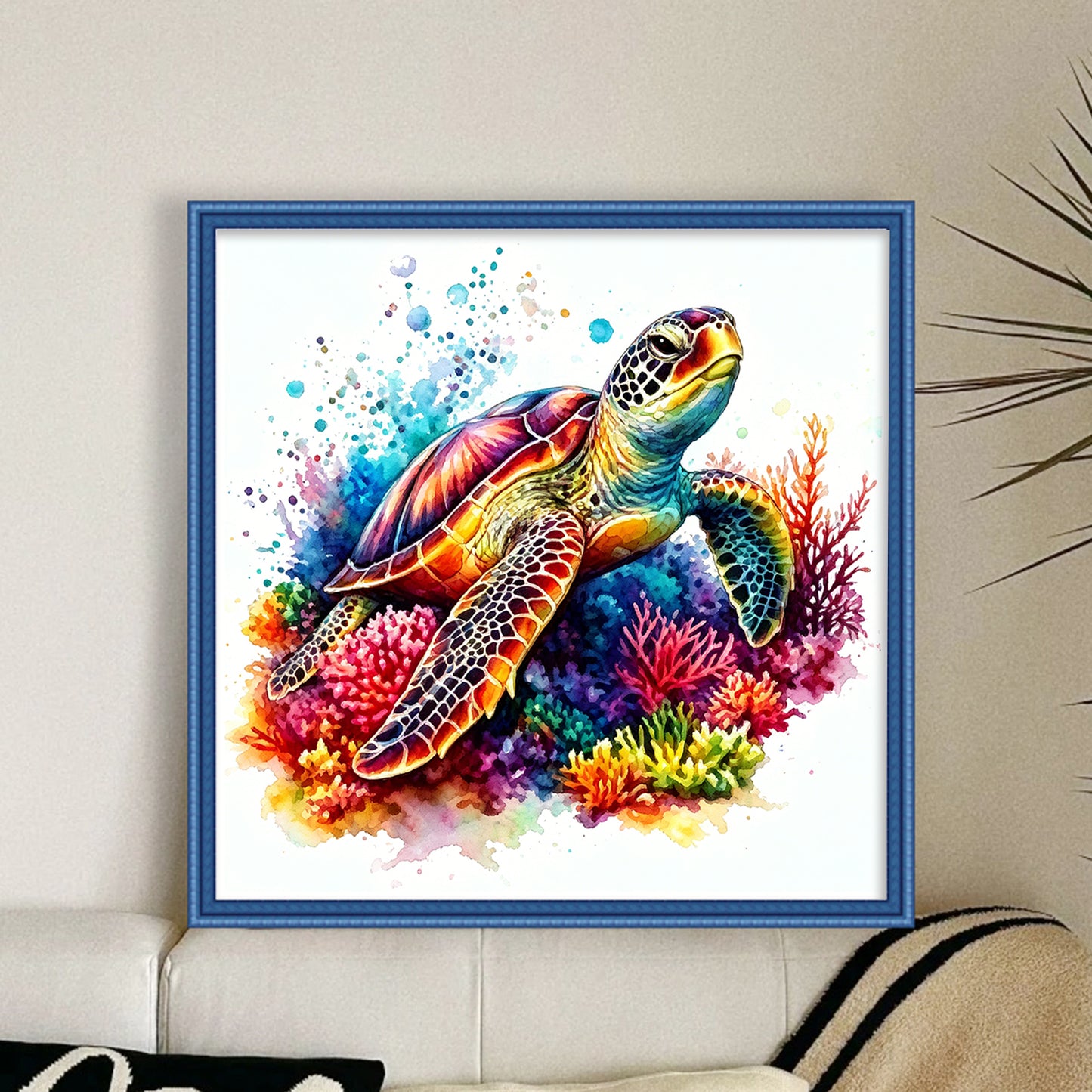 Rainbow Turtle - Full 11CT Stamped Cross Stitch 40x40CM - Yishu