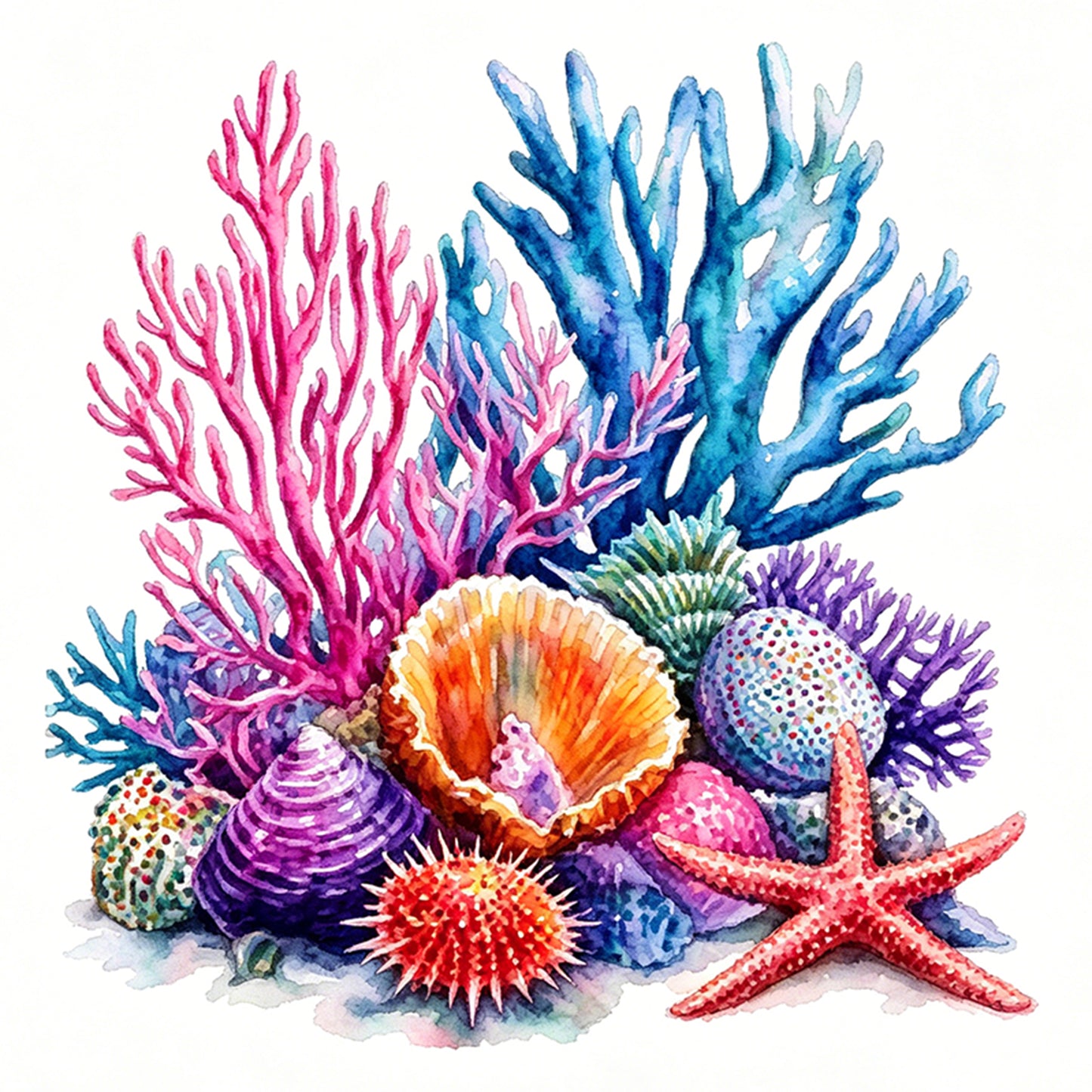 Ocean Treasures - Full 11CT Stamped Cross Stitch 40x40CM - Yishu