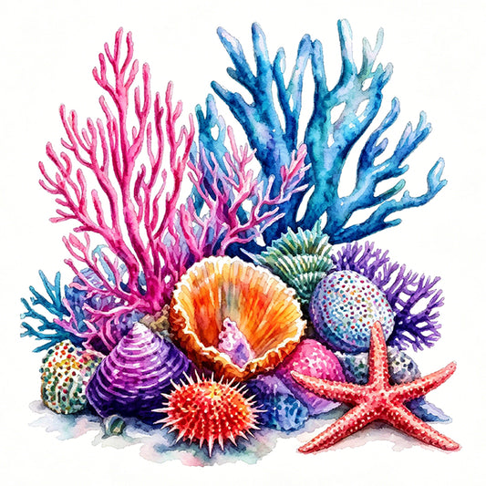 Ocean Treasures - Full 11CT Stamped Cross Stitch 40x40CM - Yishu