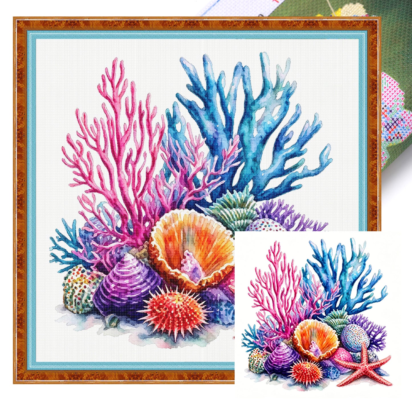 Ocean Treasures - Full 11CT Stamped Cross Stitch 40x40CM - Yishu
