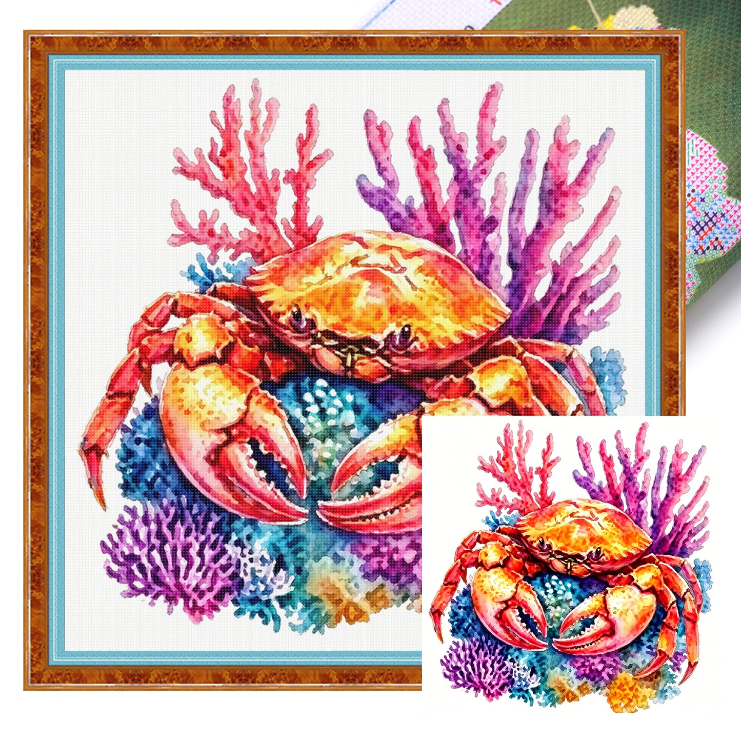 Crimson Crab - Full 11CT Stamped Cross Stitch 40x40CM - Yishu