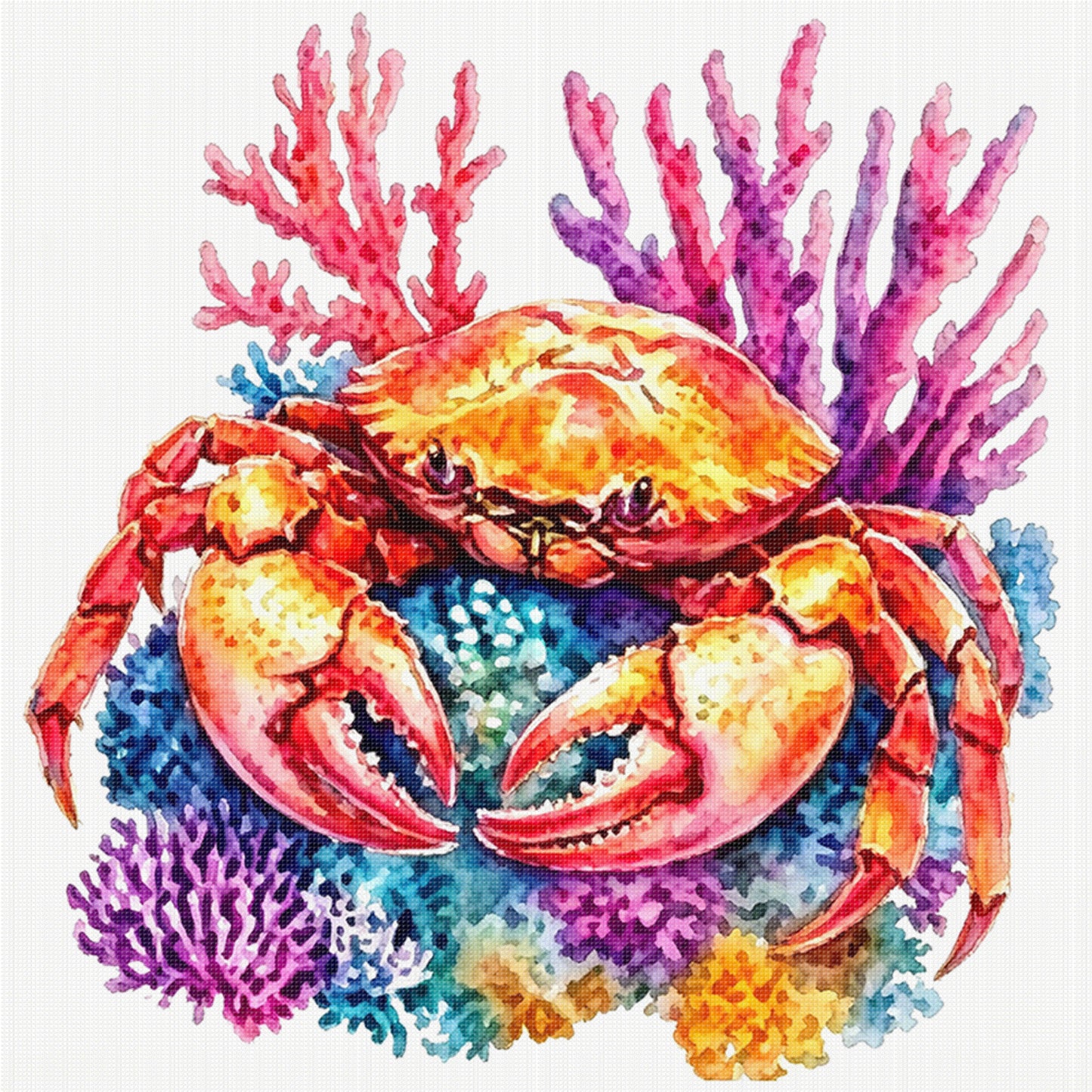Crimson Crab - Full 11CT Stamped Cross Stitch 40x40CM - Yishu