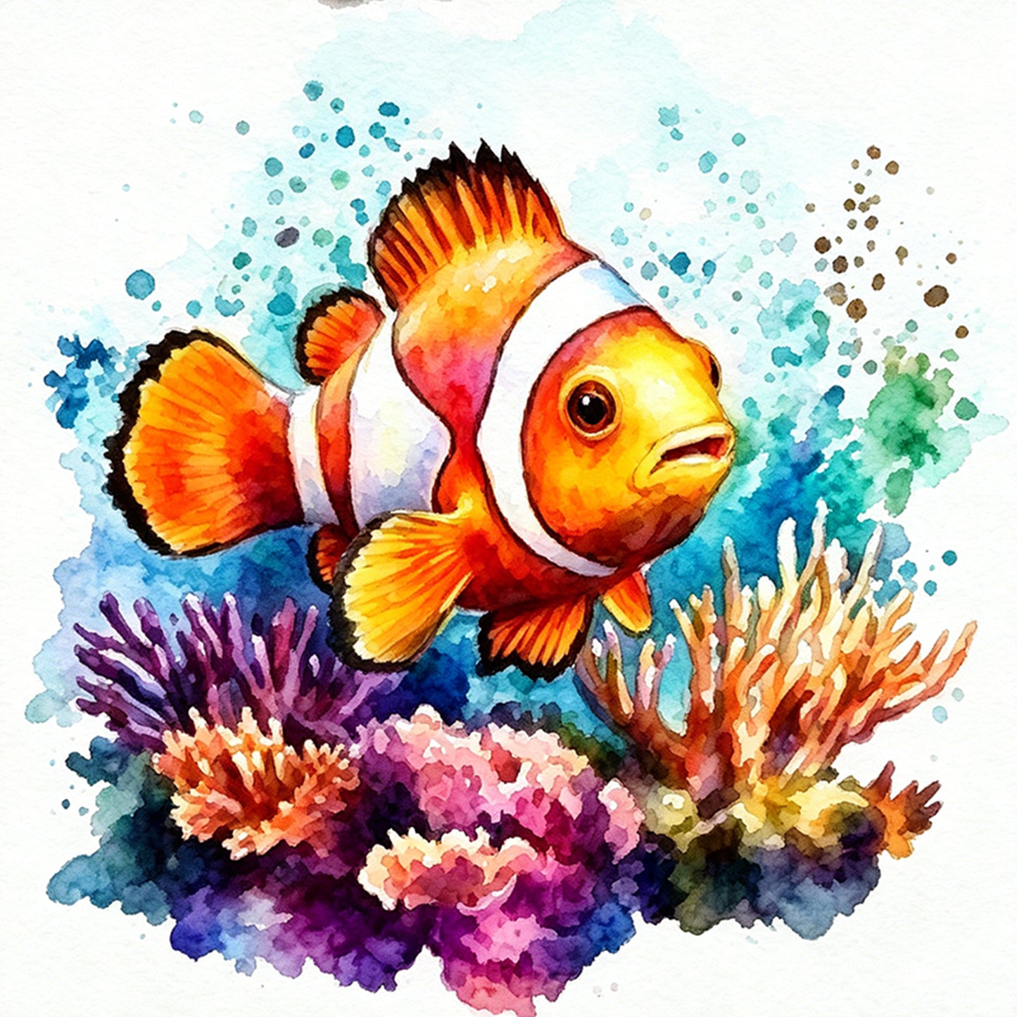Coral Clownfish - Full 11CT Stamped Cross Stitch 40x40CM - Yishu