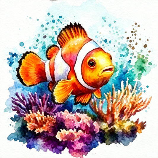 Coral Clownfish - Full 11CT Stamped Cross Stitch 40x40CM - Yishu