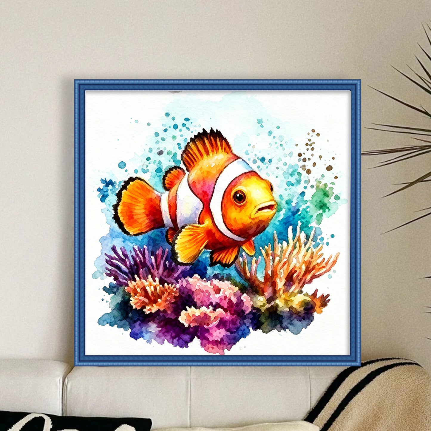 Coral Clownfish - Full 11CT Stamped Cross Stitch 40x40CM - Yishu