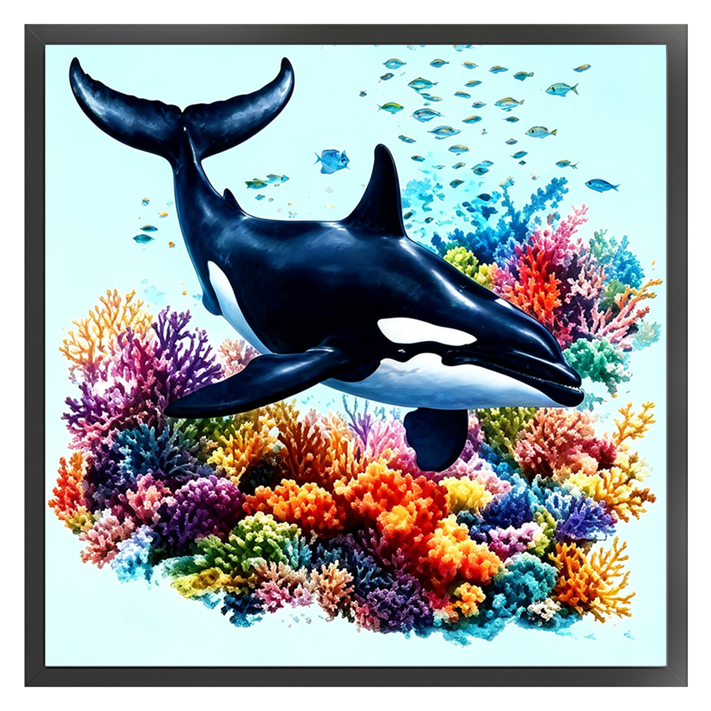 Reef Orca - Full 11CT Stamped Cross Stitch 40x40CM - Yishu