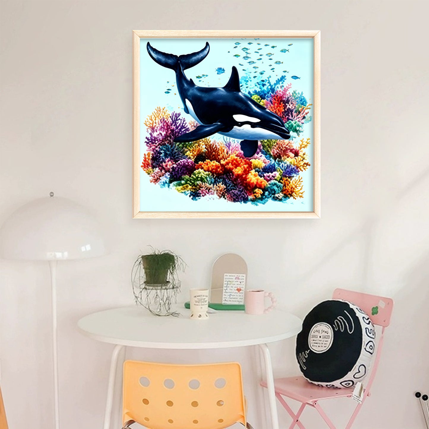 Reef Orca - Full 11CT Stamped Cross Stitch 40x40CM - Yishu