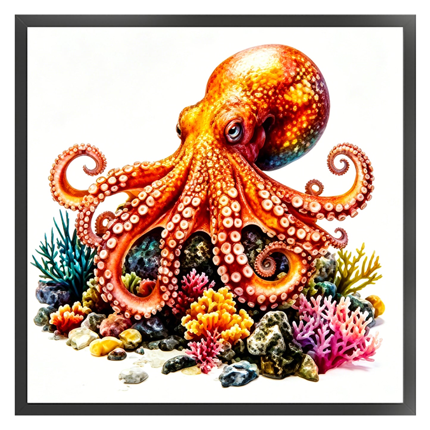Bright Octopus - Full 11CT Stamped Cross Stitch 40x40CM - Yishu