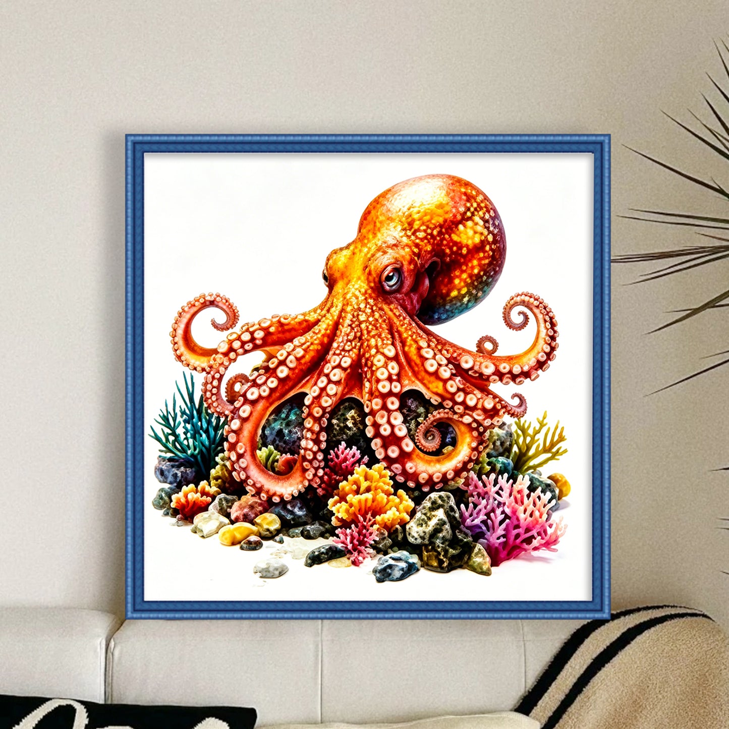 Bright Octopus - Full 11CT Stamped Cross Stitch 40x40CM - Yishu