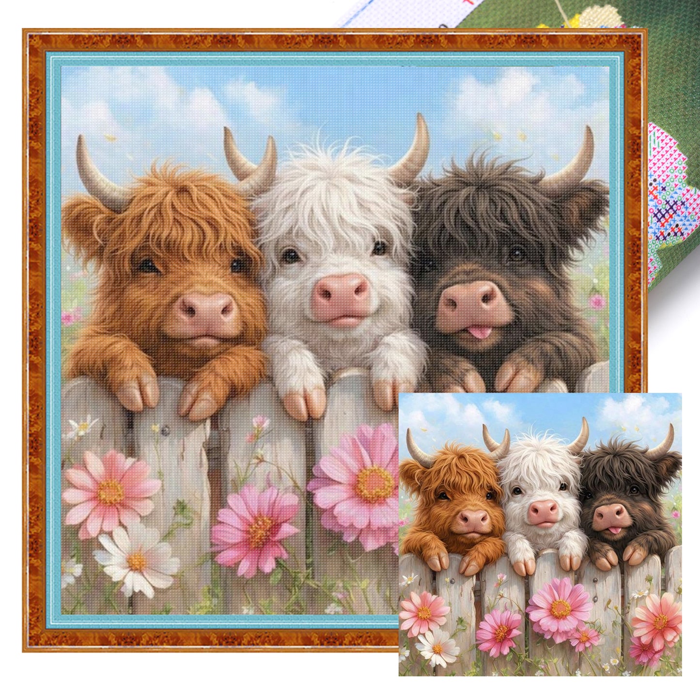 Highland Trio - Full 11CT Stamped Cross Stitch 40x40CM - Yishu