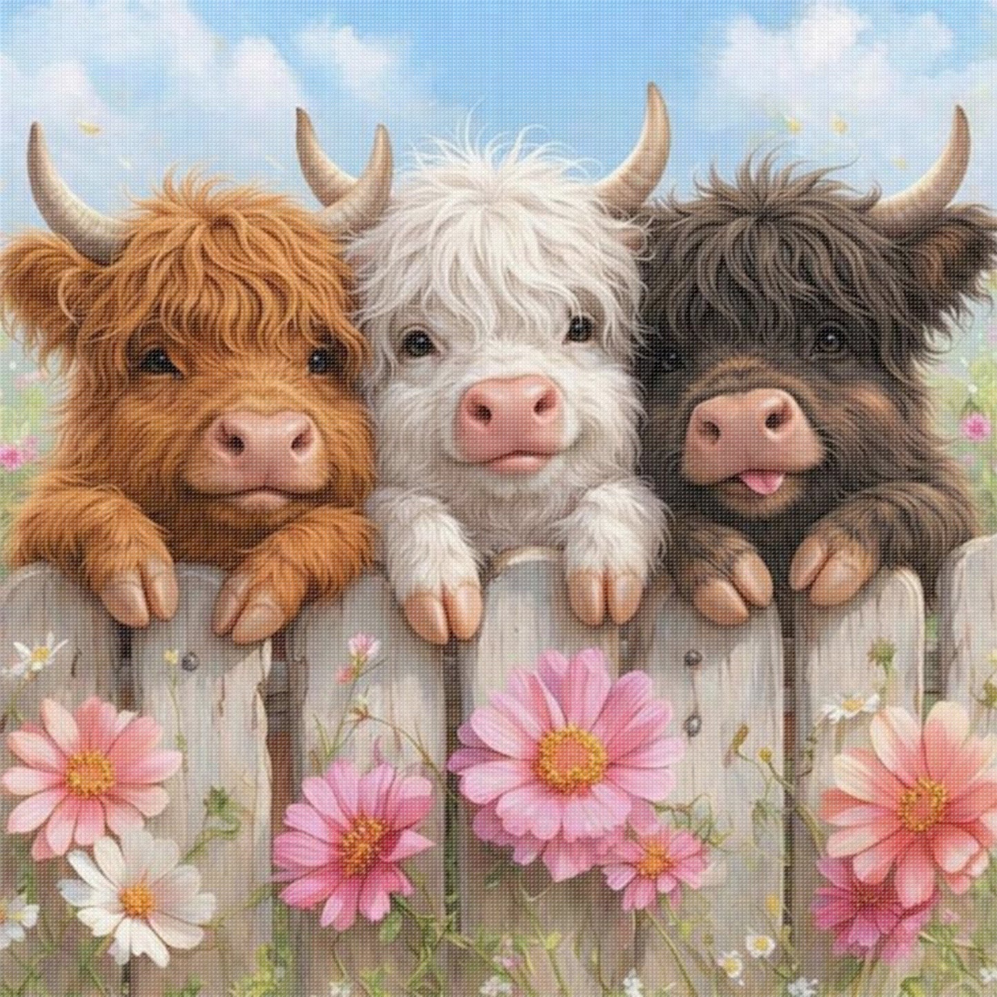 Highland Trio - Full 11CT Stamped Cross Stitch 40x40CM - Yishu
