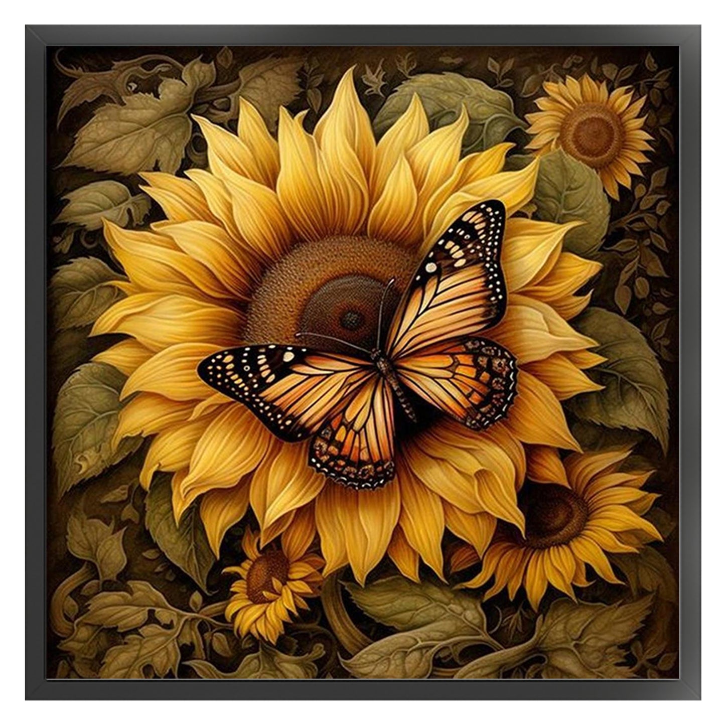 Sunflower Monarch - Full 11CT Stamped Cross Stitch 40x40CM - Yishu