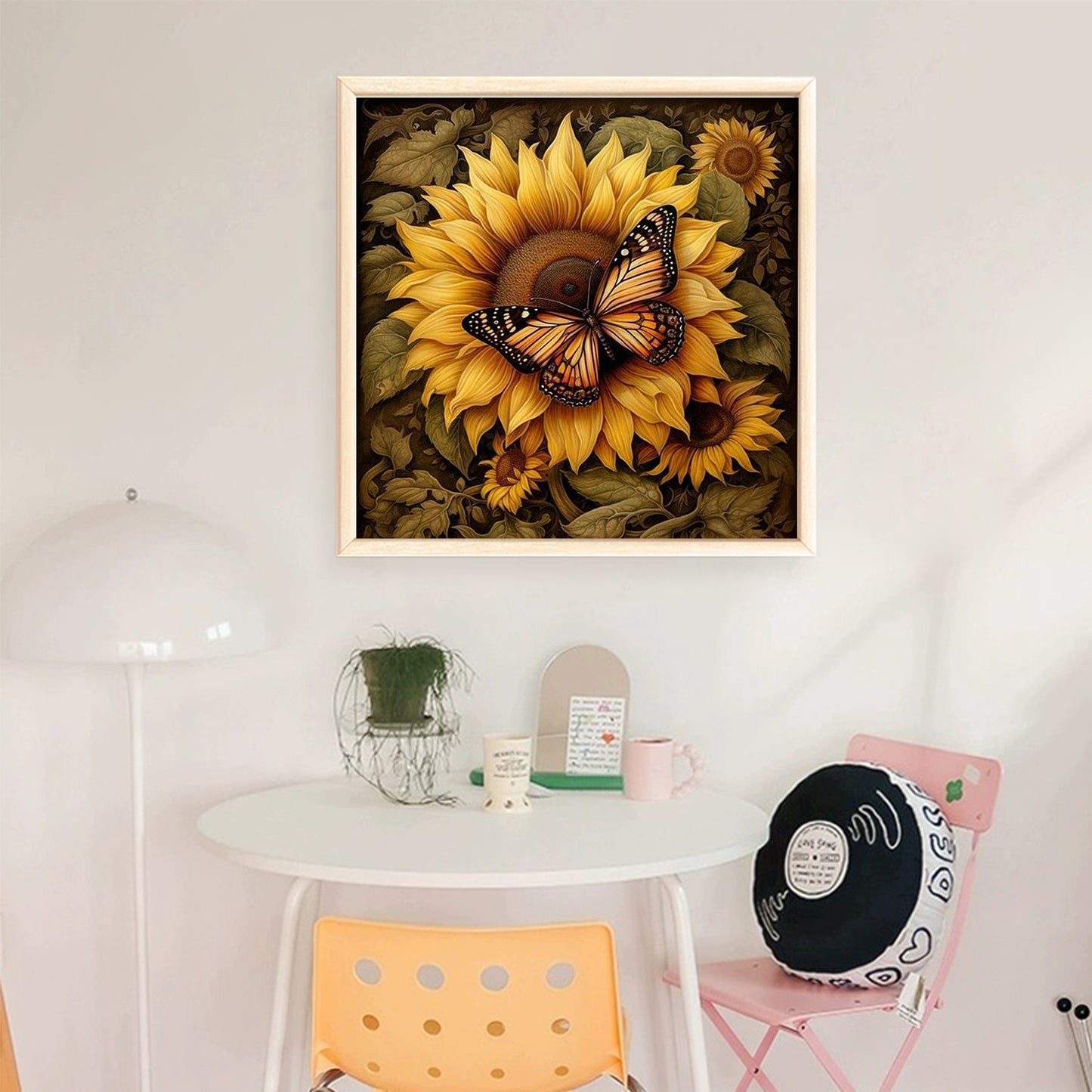 Sunflower Monarch - Full 11CT Stamped Cross Stitch 40x40CM - Yishu