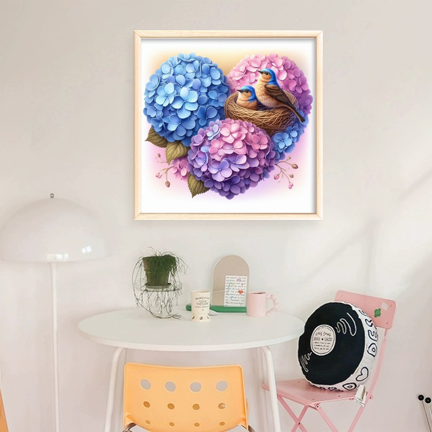 Hydrangea Lovebirds - Full 11CT Stamped Cross Stitch 40x40CM - Yishu