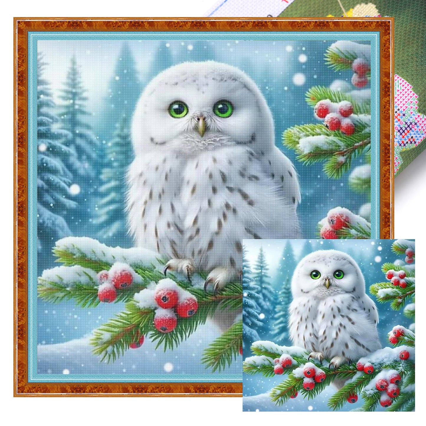 Snowy Owl - Full 11CT Stamped Cross Stitch 40x40CM - Yishu