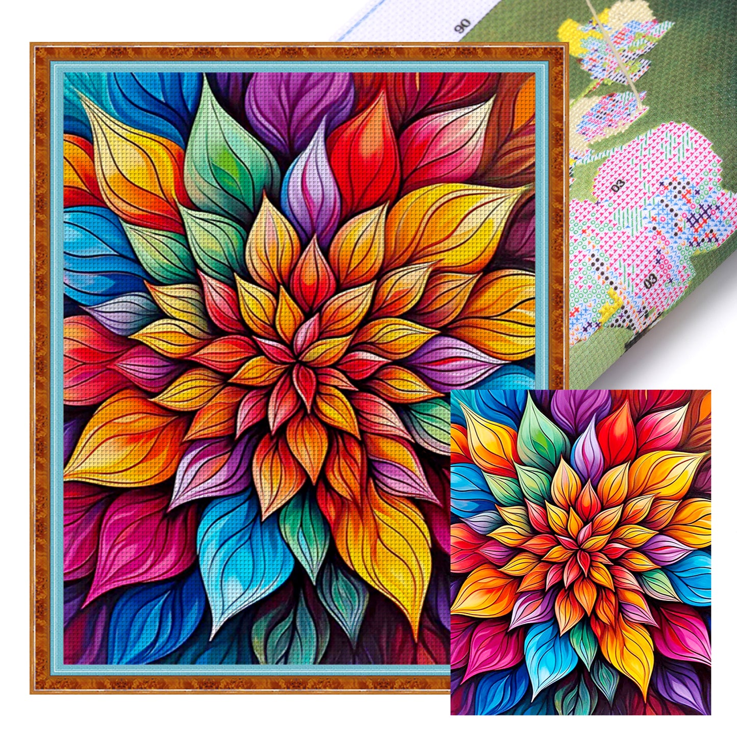 Color Mandala - Full 11CT Stamped Cross Stitch 40x50CM - Yishu