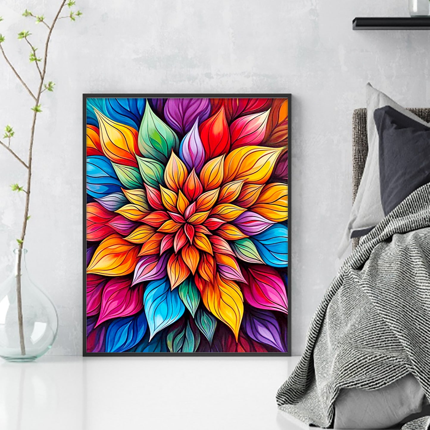 Color Mandala - Full 11CT Stamped Cross Stitch 40x50CM - Yishu