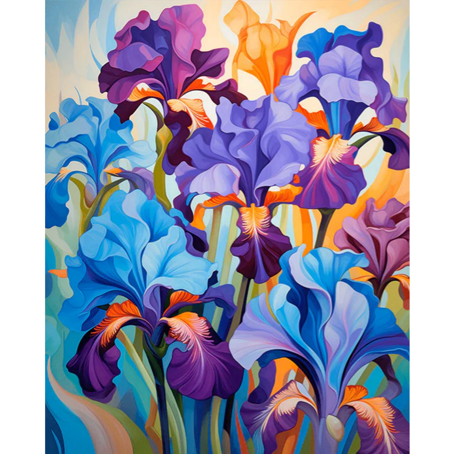 Vibrant Iris - Full 11CT Stamped Cross Stitch 40x50CM - Yishu