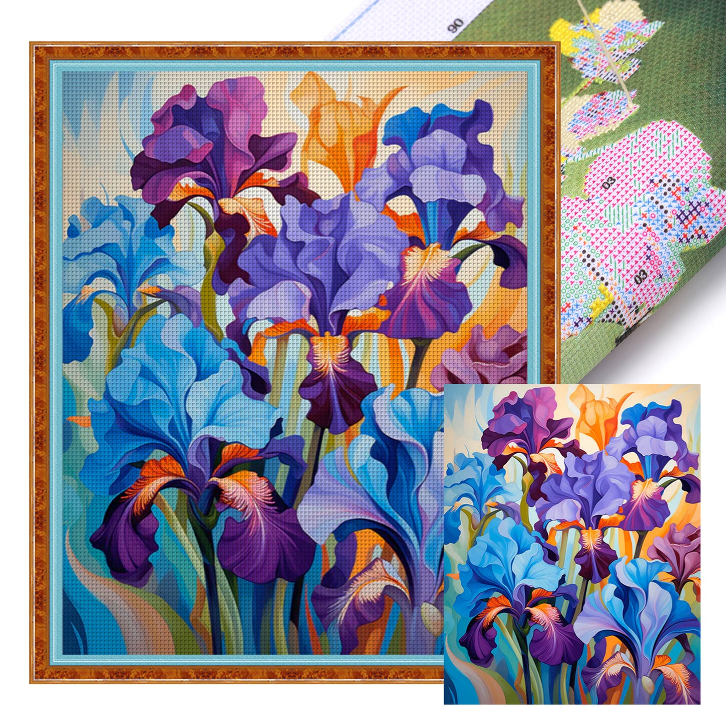 Vibrant Iris - Full 11CT Stamped Cross Stitch 40x50CM - Yishu