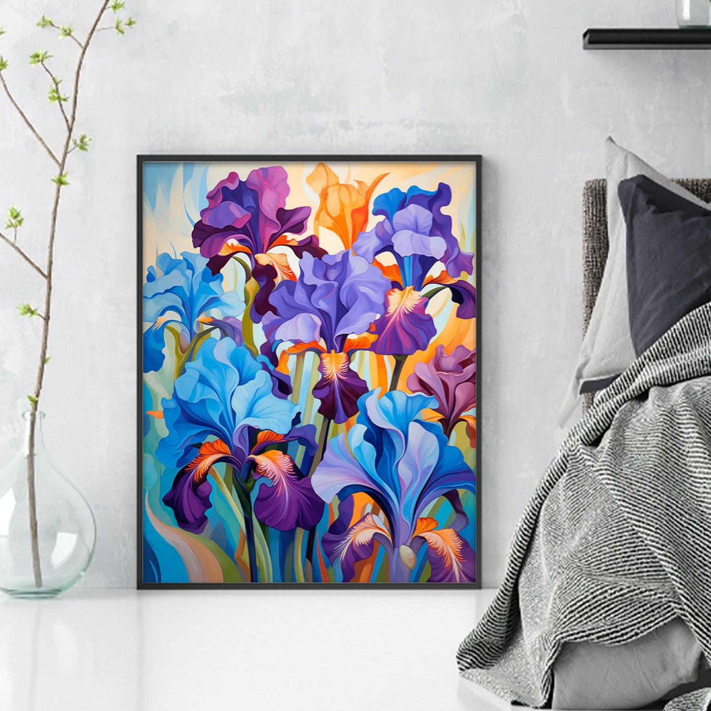 Vibrant Iris - Full 11CT Stamped Cross Stitch 40x50CM - Yishu