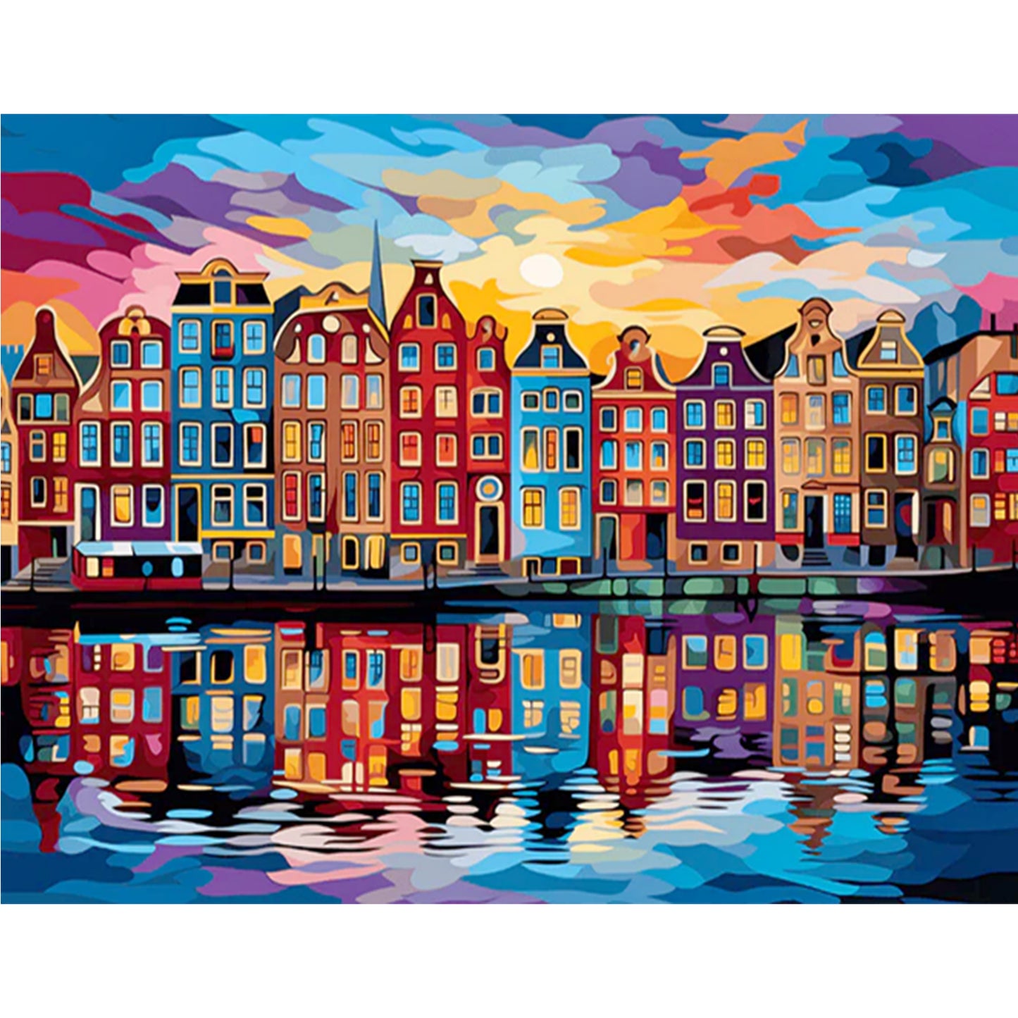 Colorful Town - Full 11CT Stamped Cross Stitch 50x40CM - Yishu