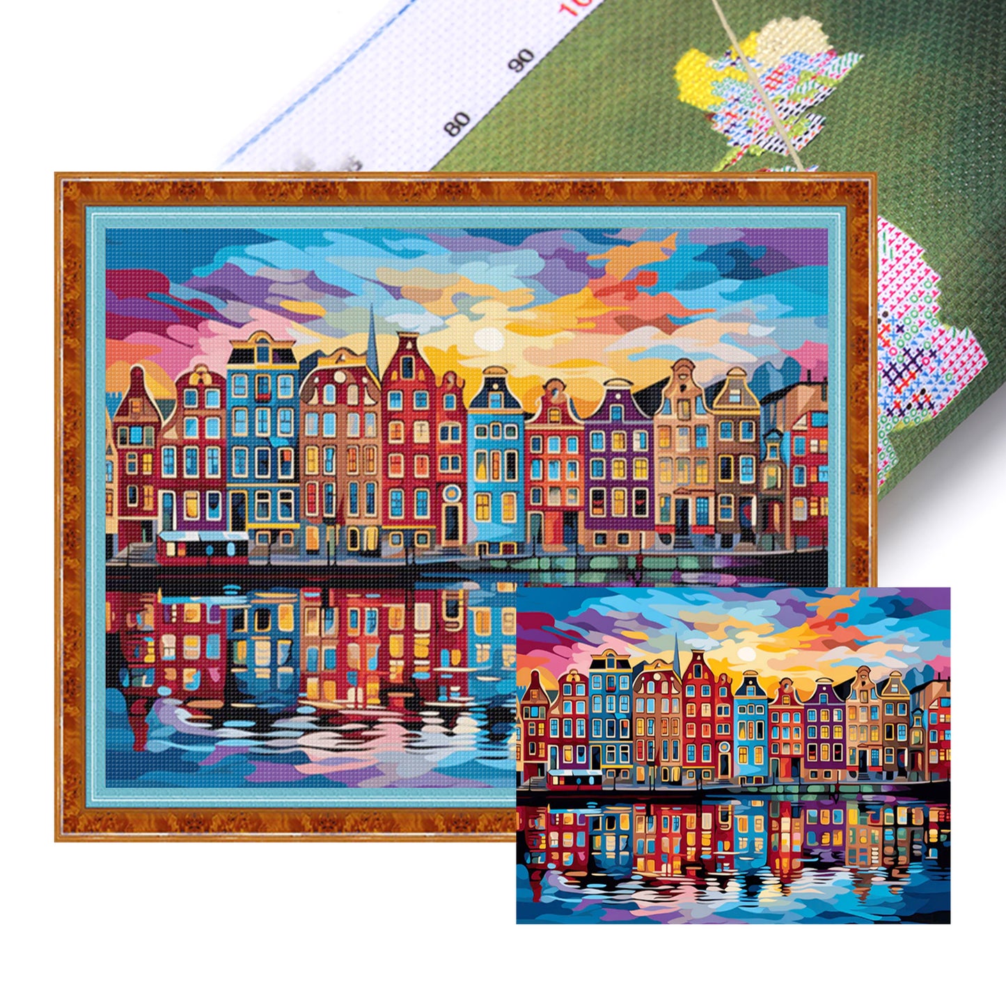 Colorful Town - Full 11CT Stamped Cross Stitch 50x40CM - Yishu