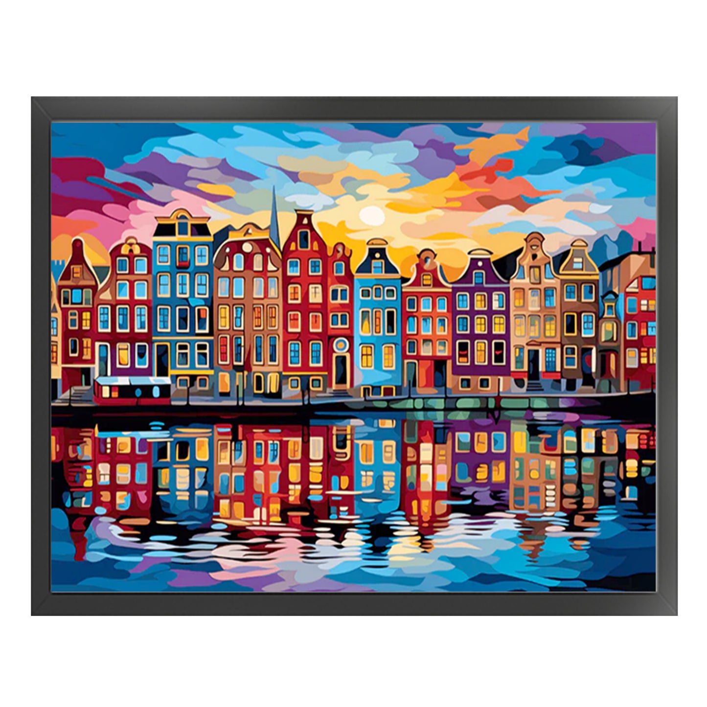 Colorful Town - Full 11CT Stamped Cross Stitch 50x40CM - Yishu