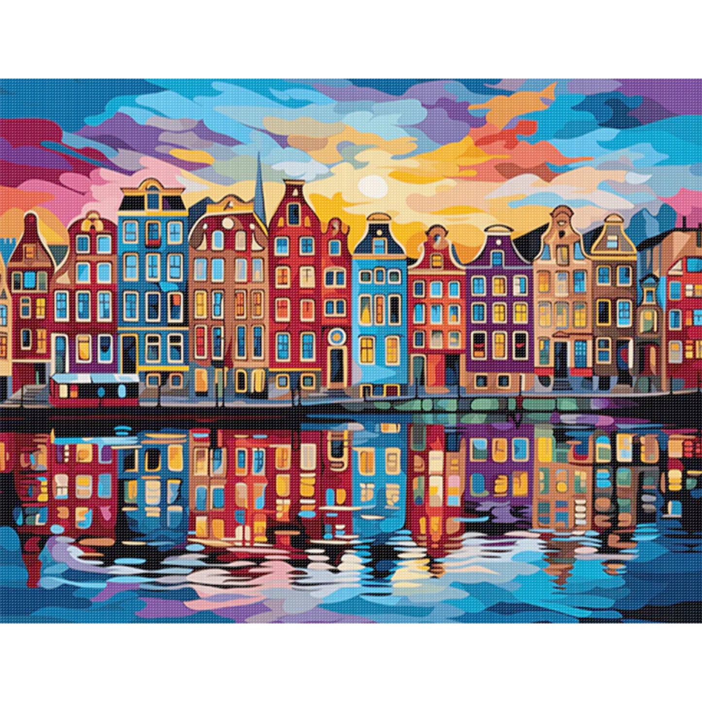 Colorful Town - Full 11CT Stamped Cross Stitch 50x40CM - Yishu