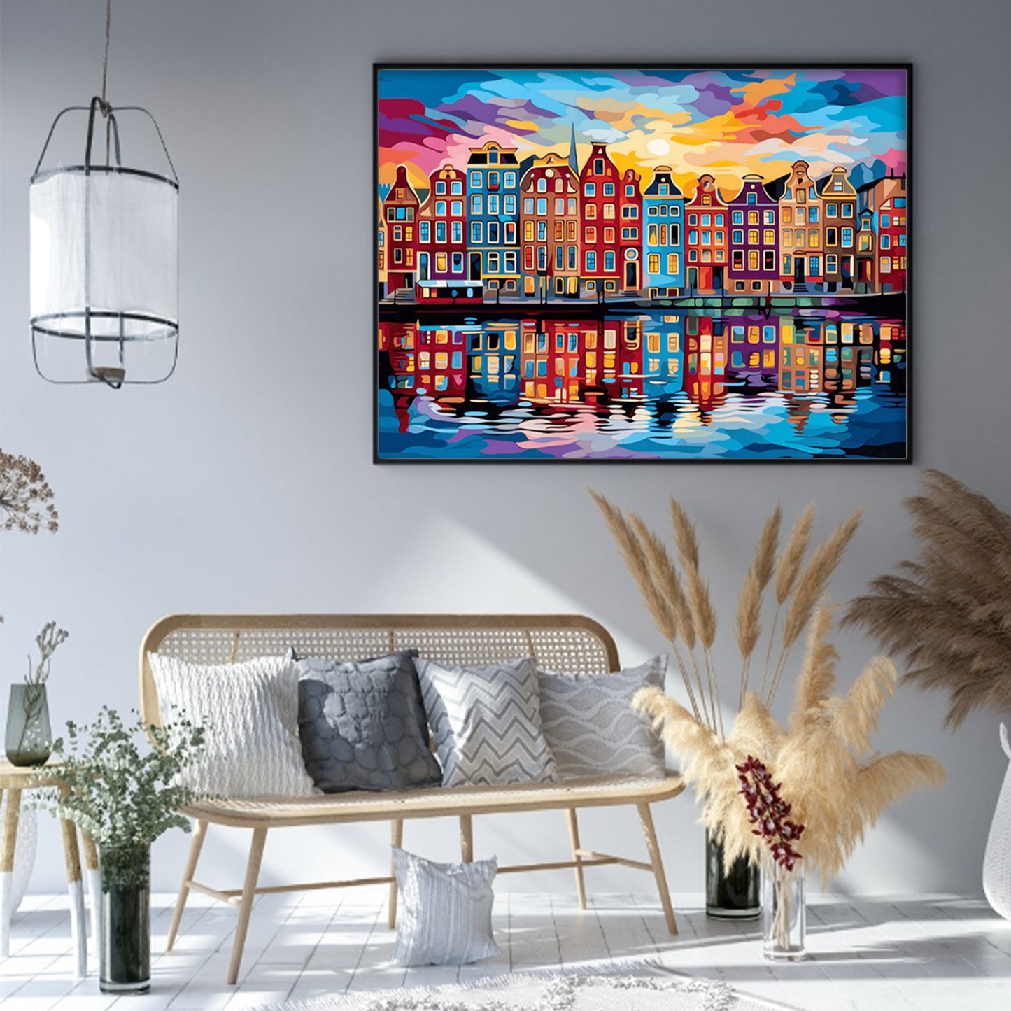 Colorful Town - Full 11CT Stamped Cross Stitch 50x40CM - Yishu