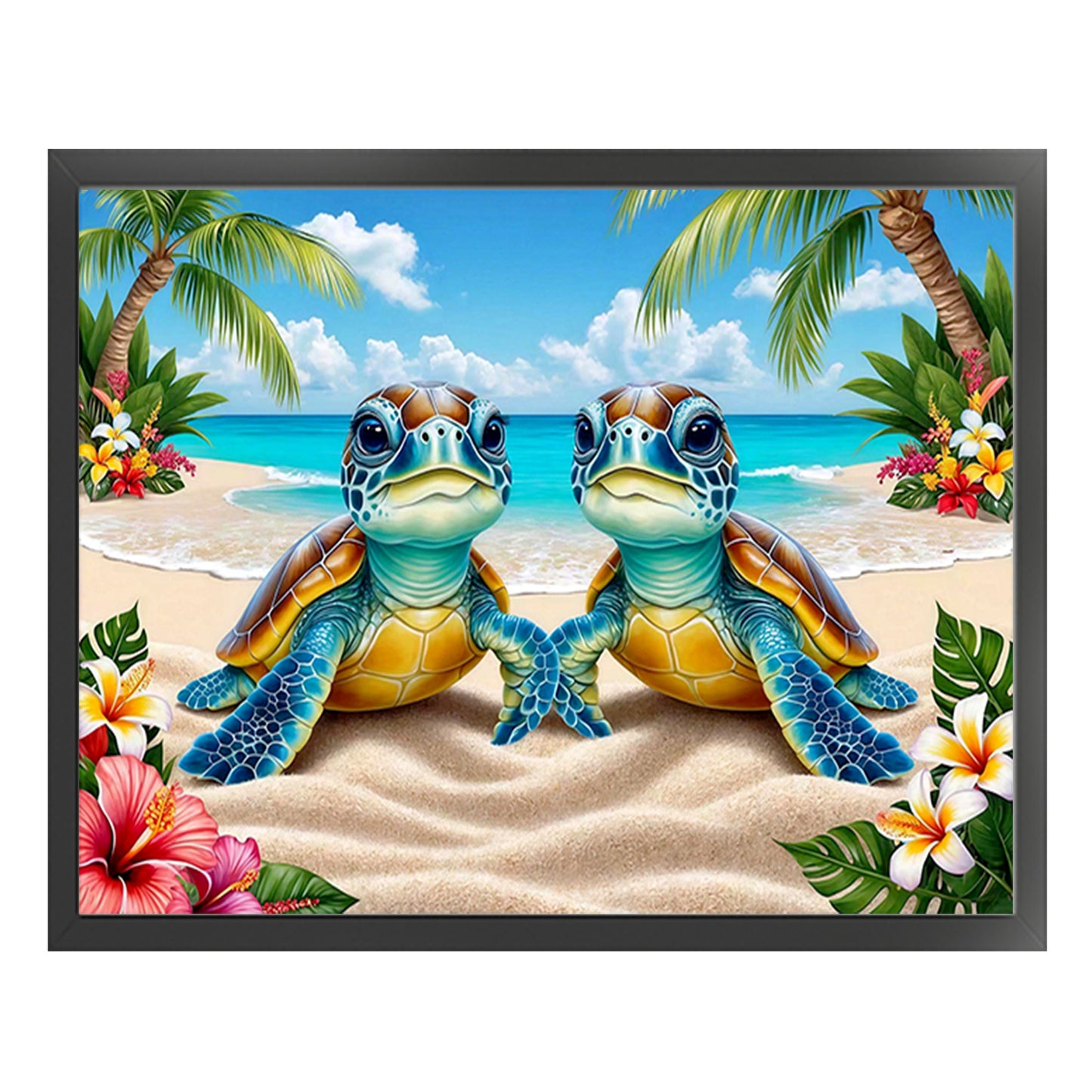 Beach Turtles - Full 11CT Stamped Cross Stitch 50x40CM - Yishu