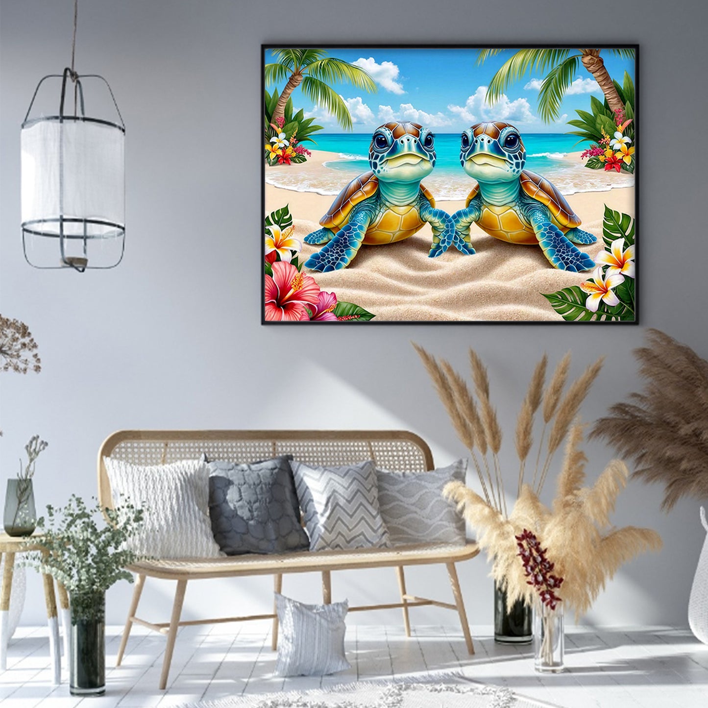 Beach Turtles - Full 11CT Stamped Cross Stitch 50x40CM - Yishu