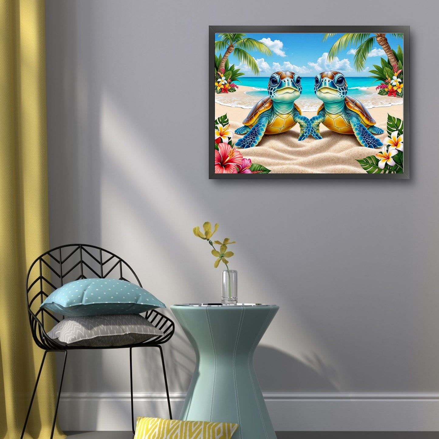 Beach Turtles - Full 11CT Stamped Cross Stitch 50x40CM - Yishu