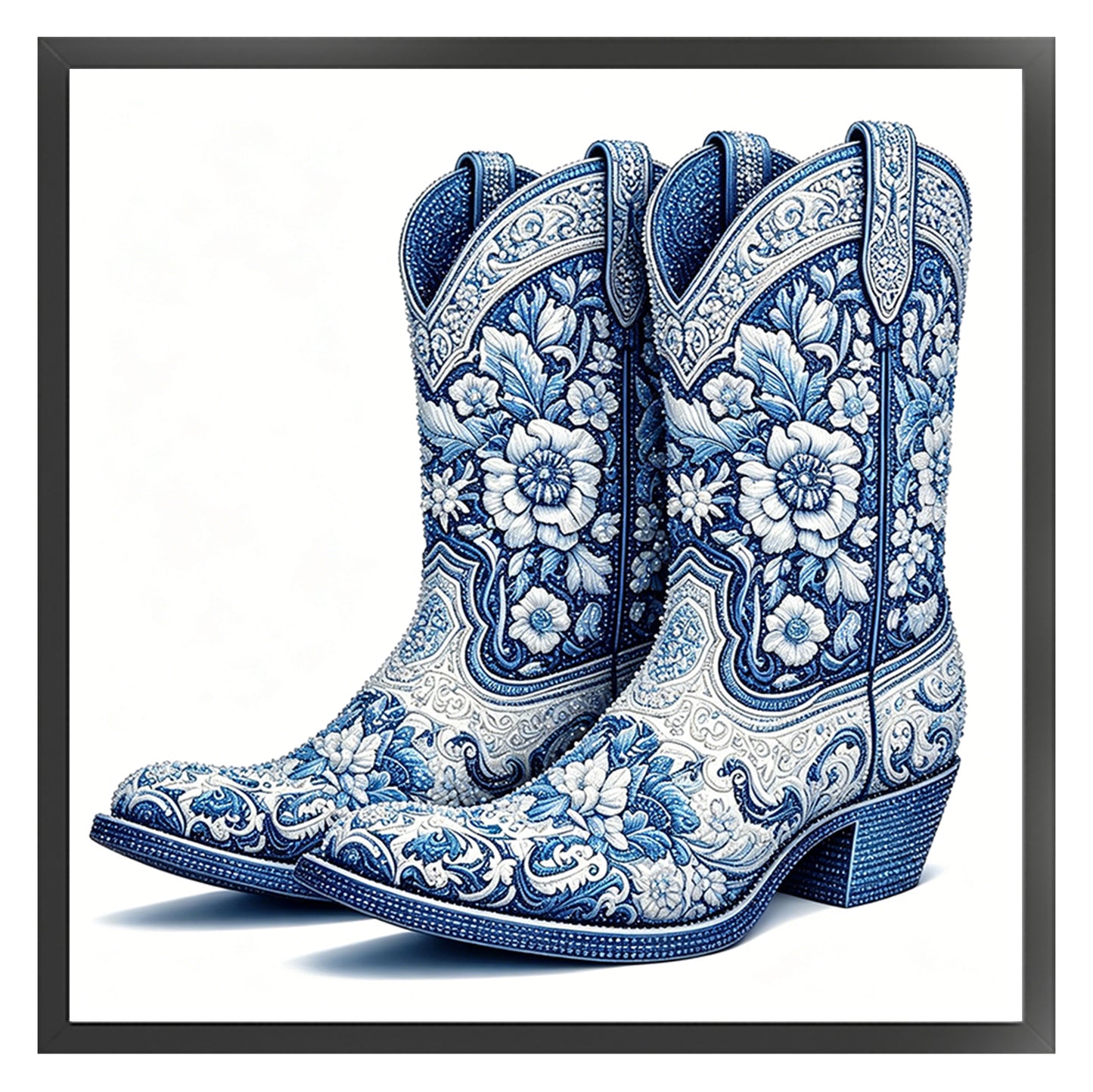 Cowboy Boots - Partial 11CT Stamped Cross Stitch - Bead Embroidery 36x36CM/14.17x14.17in