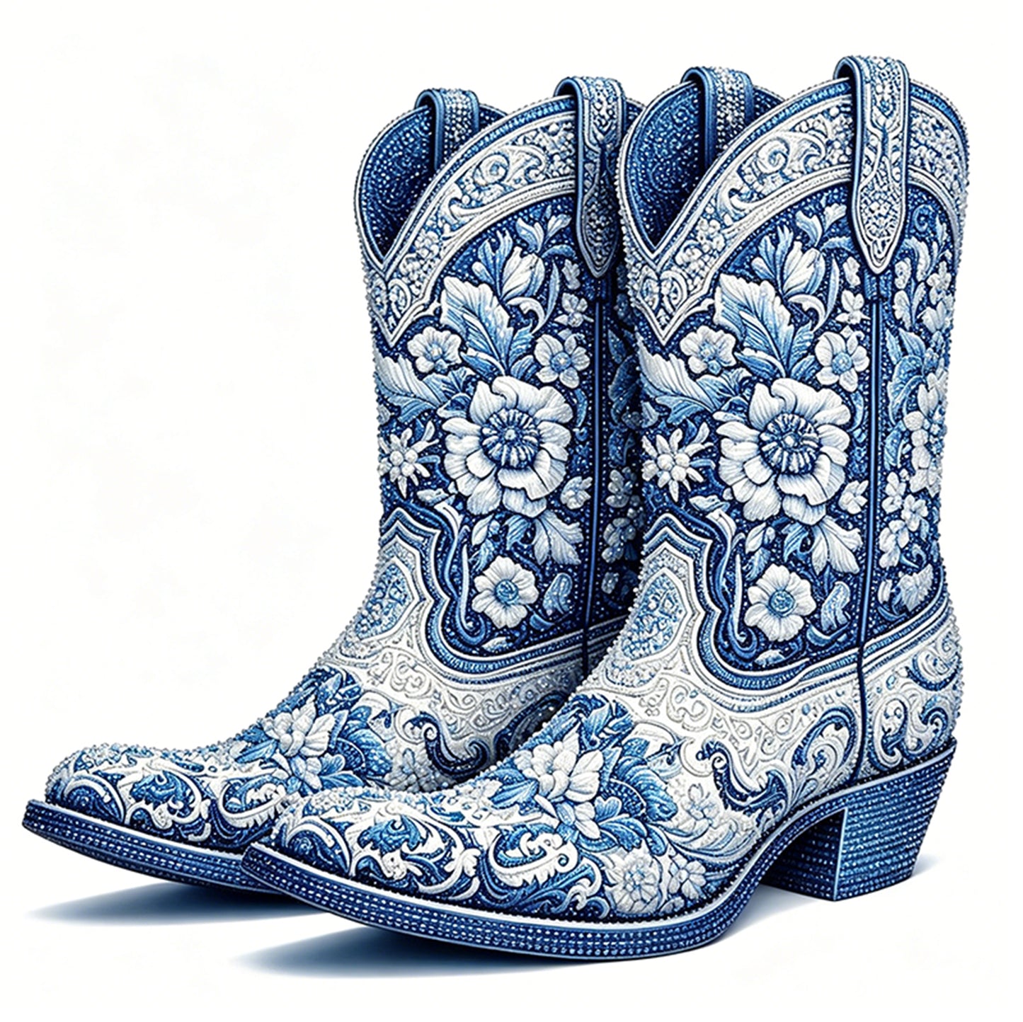 Cowboy Boots - Partial 11CT Stamped Cross Stitch - Bead Embroidery 36x36CM/14.17x14.17in