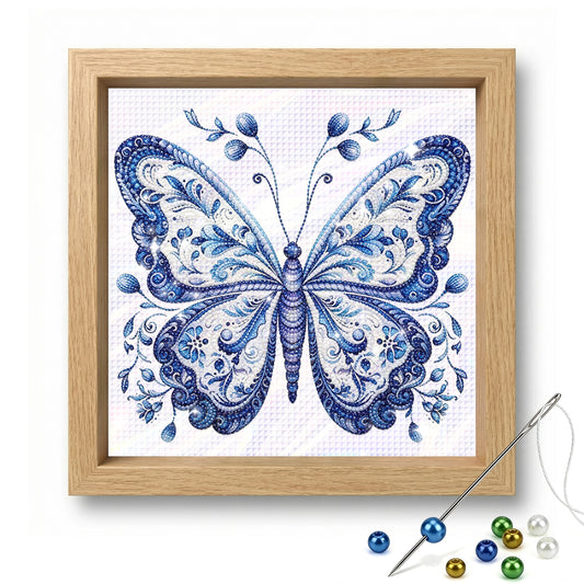 Butterfly - Partial 11CT Stamped Cross Stitch - Bead Embroidery 36x36CM/14.17x14.17in