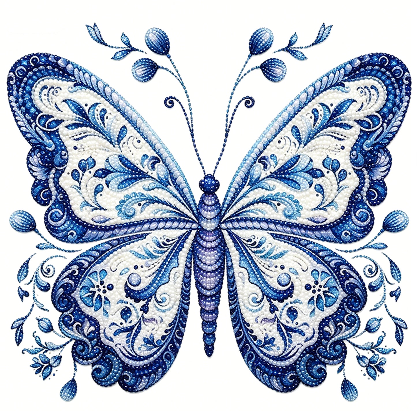 Butterfly - Partial 11CT Stamped Cross Stitch - Bead Embroidery 36x36CM/14.17x14.17in