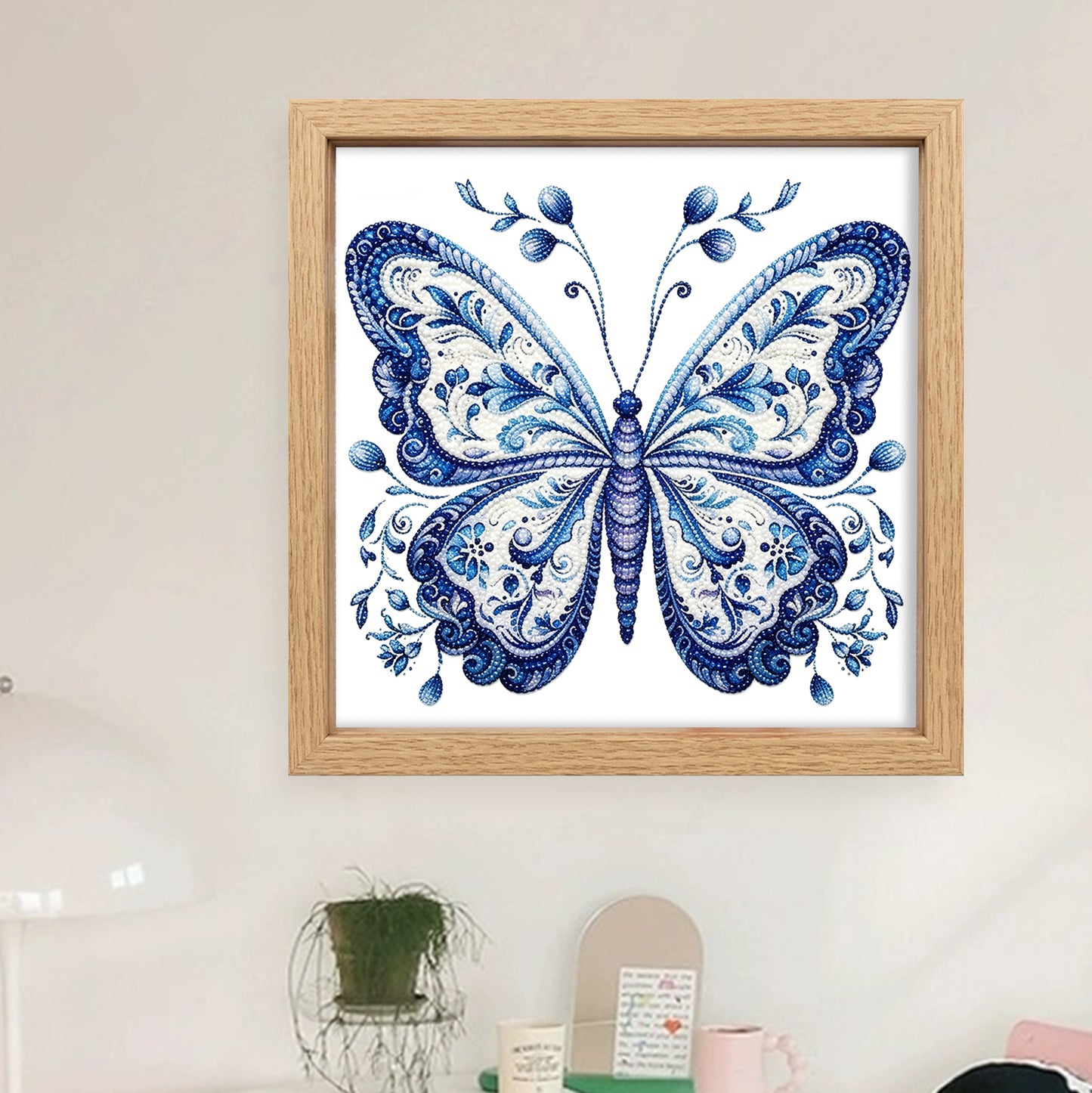 Butterfly - Partial 11CT Stamped Cross Stitch - Bead Embroidery 36x36CM/14.17x14.17in